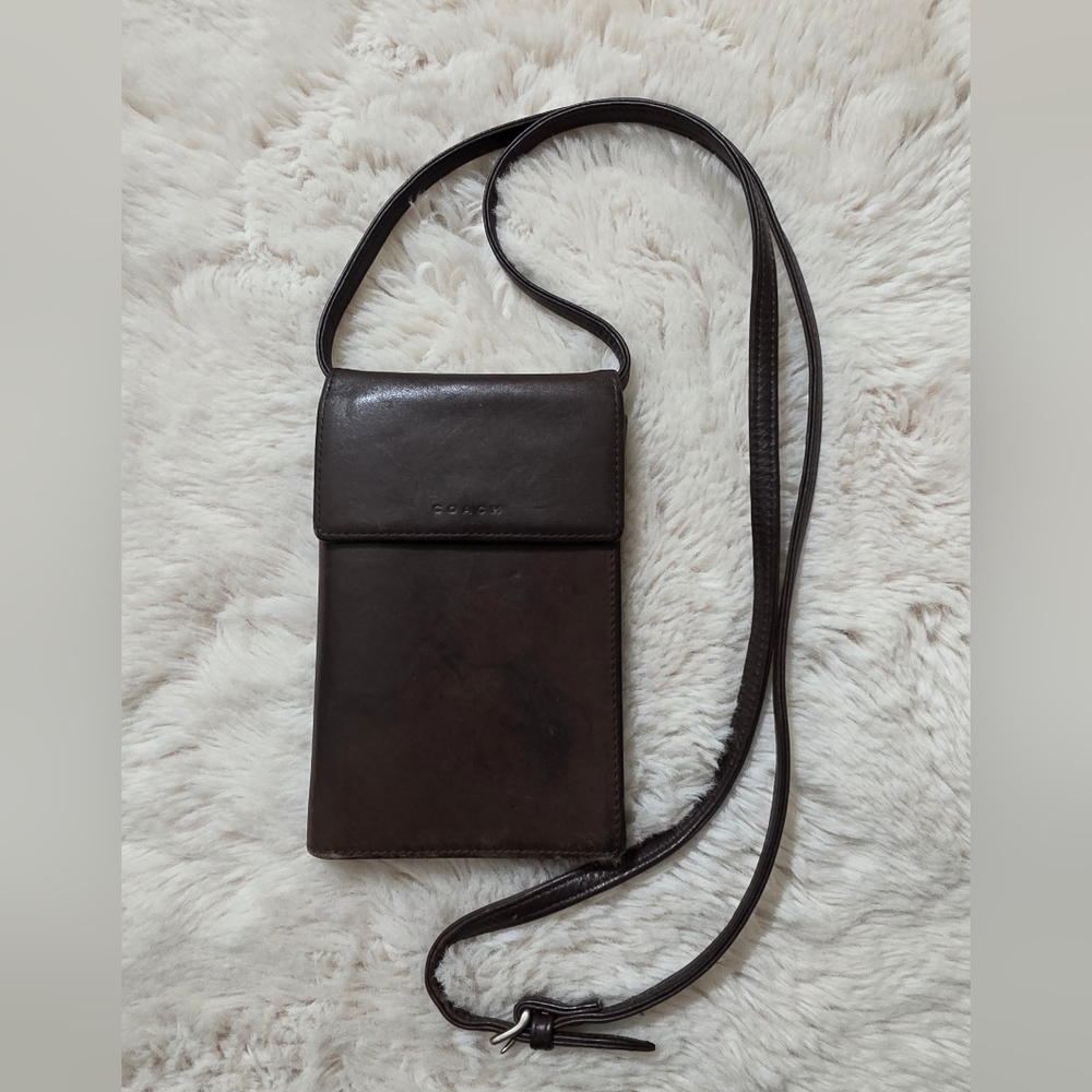 Coach Vintage Brown Crossbody Wallet Tri Fold